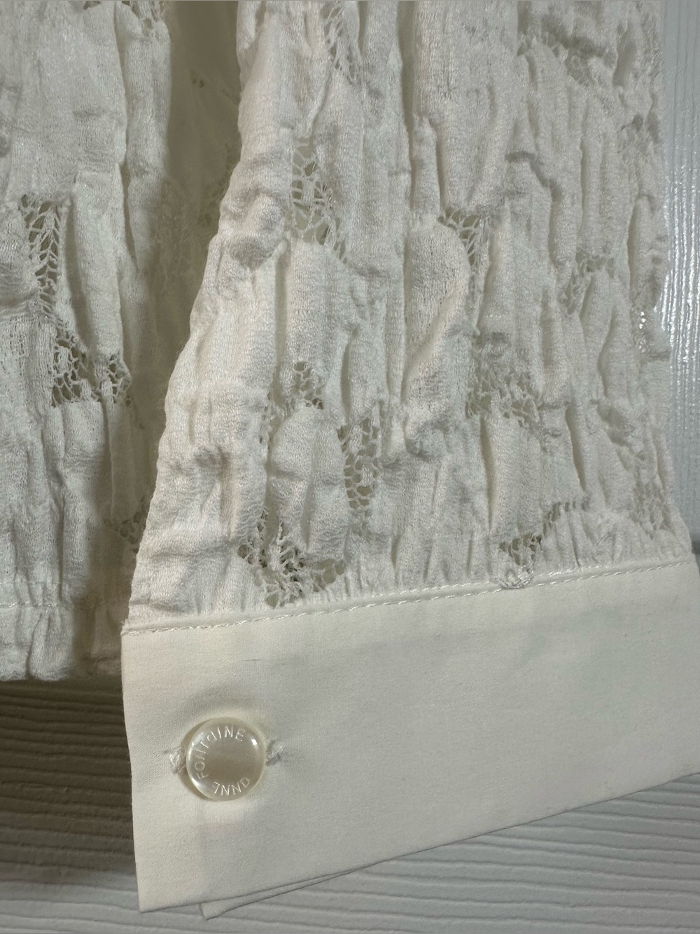 Anne Fontaine Roman White Lace Zip Front Blouse | Size 42 - Picture 8 of 15